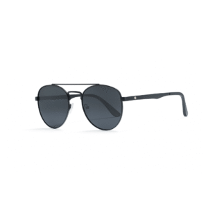 Bosscat Round Black Polarized Sunglasses - Mirror Lens with Double Bar