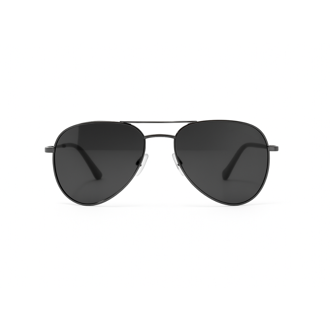 Bosscat Black Metal Aviator Sunglasses - Polarized with 100% UV Protection