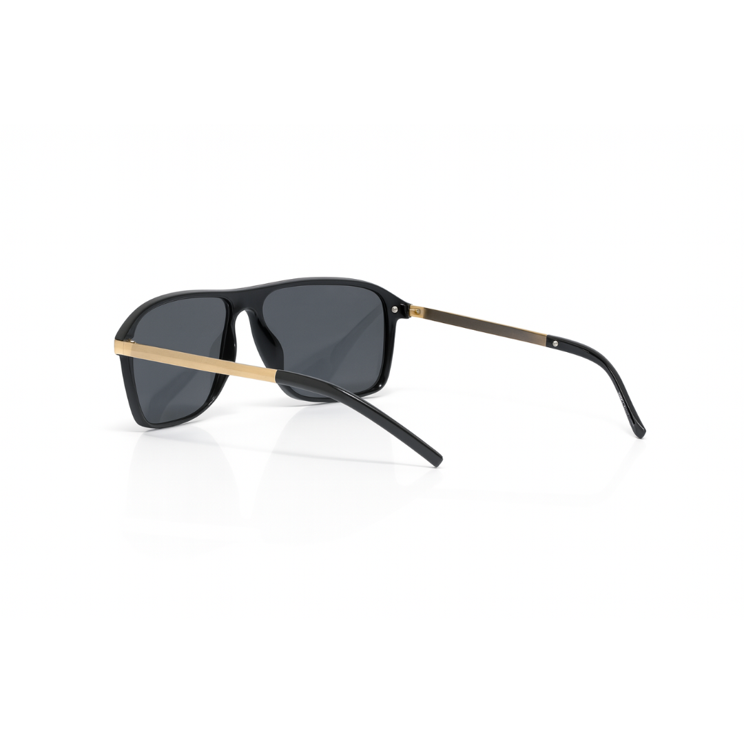 Bosscat Glossy Black Sunglasses with Gold Temples