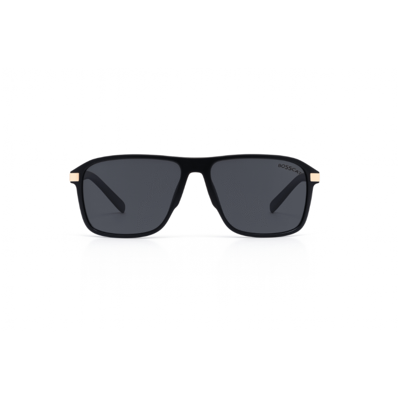 Bosscat Glossy Black Sunglasses with Gold Temples