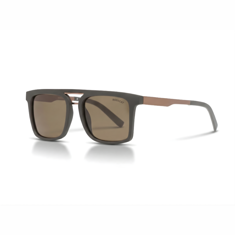 18041 Bosscat Double Bar Sunglasses - Brown Polarized Gradient Lens