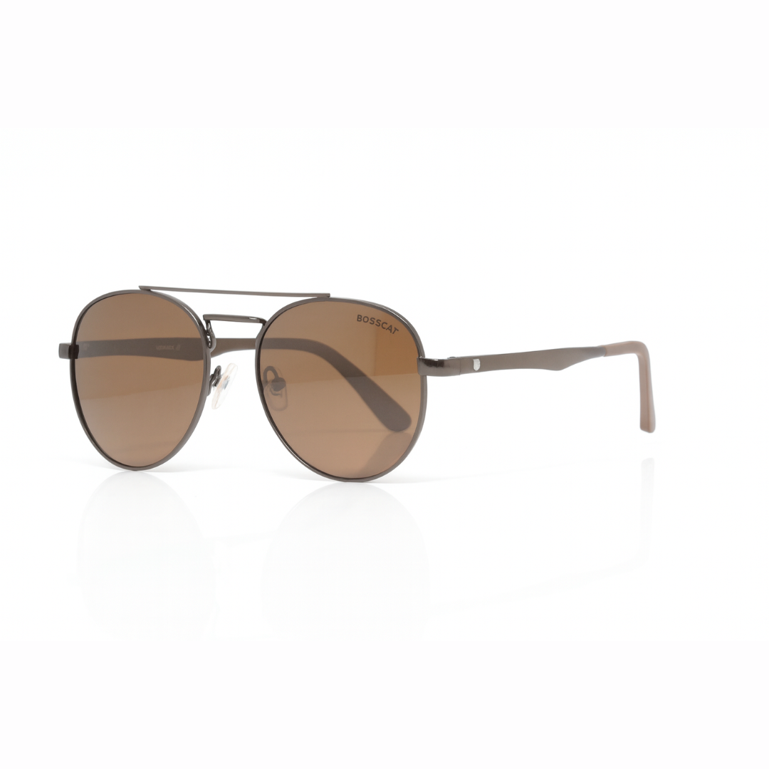 Bosscat Brown Aviator Polarized Sunglasses - Gradient Lens Double Bar
