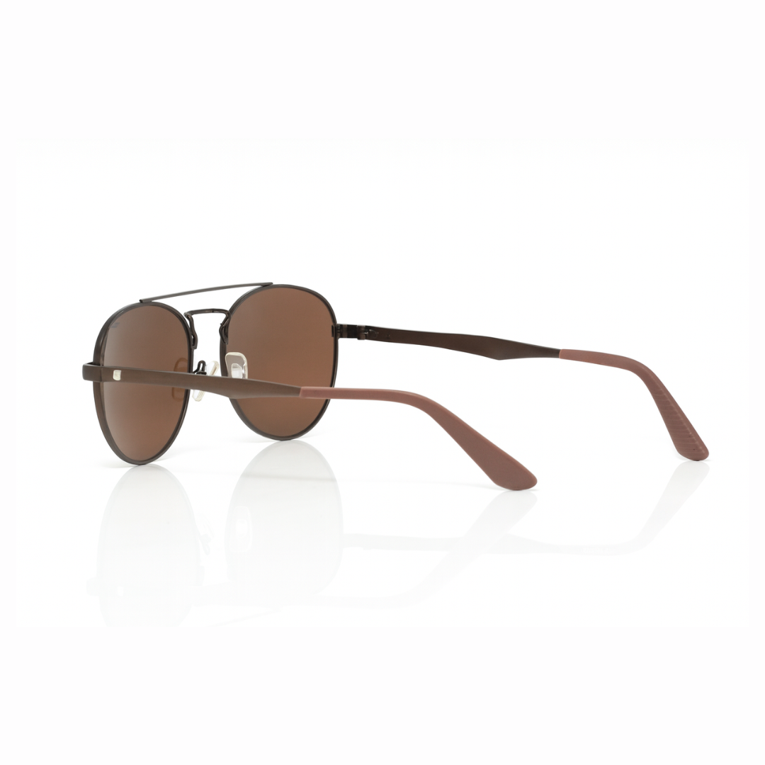 Bosscat Brown Aviator Polarized Sunglasses - Gradient Lens Double Bar