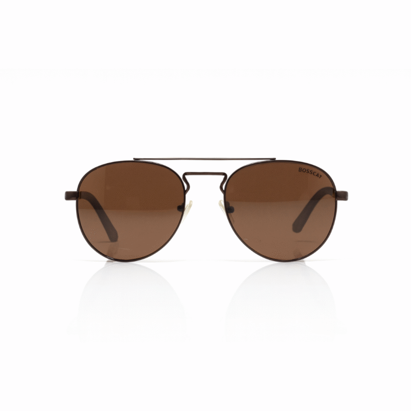 Bosscat Brown Aviator Polarized Sunglasses - Gradient Lens Double Bar