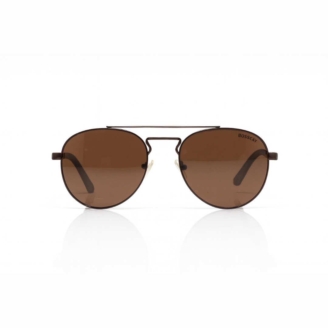 Bosscat Brown Aviator Polarized Sunglasses - Gradient Lens Double Bar